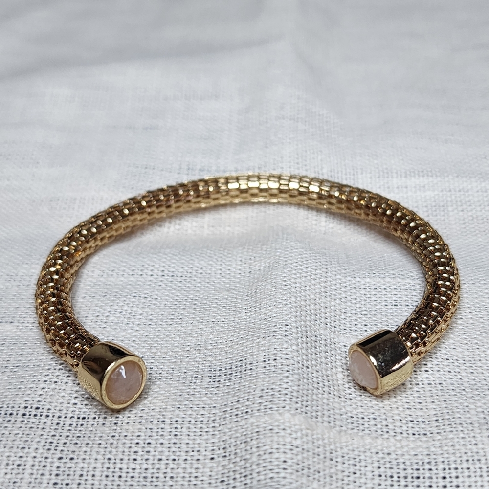 Vintage Cuff Accents Gold Tone Mesh Medieval Chain Wire